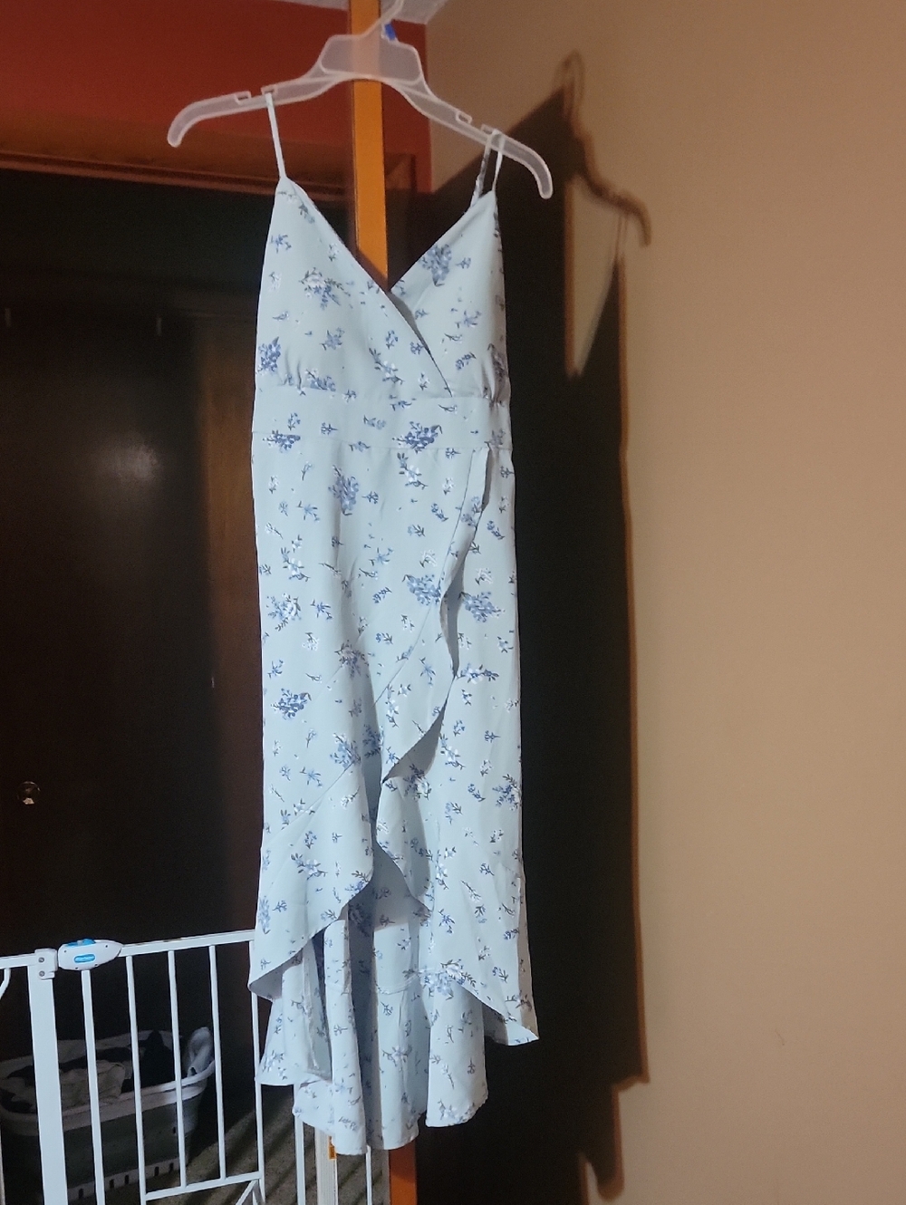 No Boundaries Light Blue Floral Dress with Navy Accents